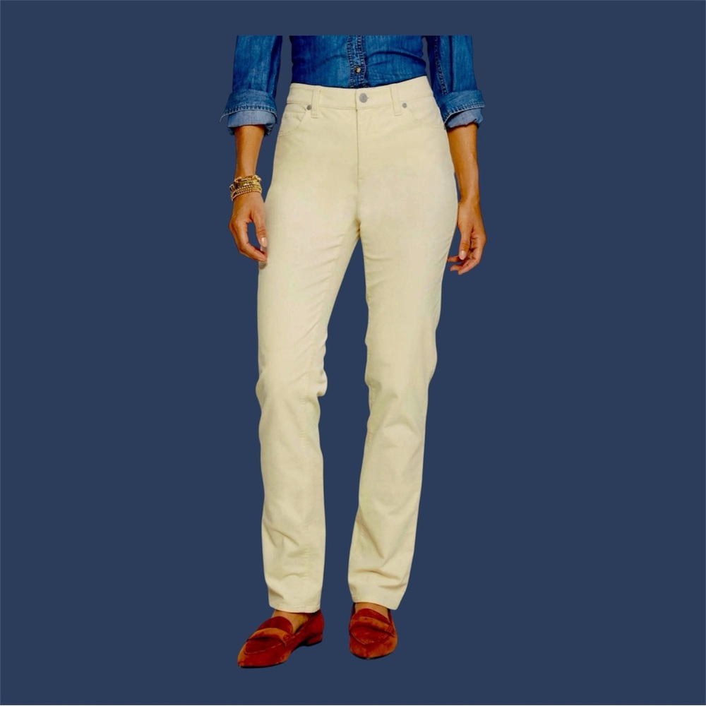 Talbots High Rise Straight-Leg Stretch Corduroy Pant | Ivory | 12 | Preowned